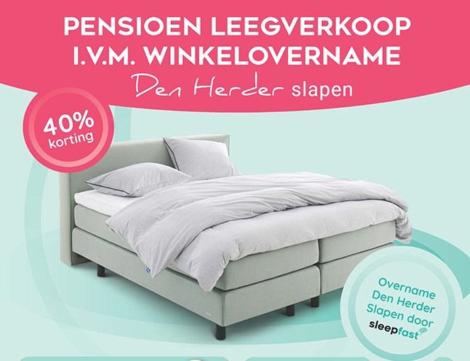 40% Pensioen leegverkoop ivm winkelovername Den Herder Slapen